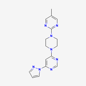 molecular formula C16H18N8 B2488837 4-[4-(5-Methylpyrimidin-2-yl)piperazin-1-yl]-6-pyrazol-1-ylpyrimidine CAS No. 2415511-90-7