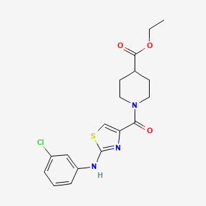 molecular formula C18H20ClN3O3S B2488840 Ethyl 1-(2-((3-chlorophenyl)amino)thiazole-4-carbonyl)piperidine-4-carboxylate CAS No. 1203153-65-4