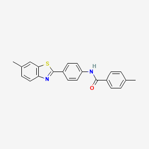 molecular formula C22H18N2OS B2488848 4-methyl-N-[4-(6-methyl-1,3-benzothiazol-2-yl)phenyl]benzamide CAS No. 289491-03-8