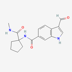 molecular formula C17H19N3O3 B2488851 3-Formyl-N-[1-(methylcarbamoyl)cyclopentyl]-1H-indole-6-carboxamide CAS No. 2411243-11-1