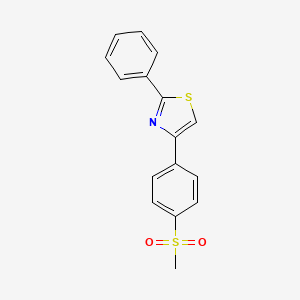 molecular formula C16H13NO2S2 B2488859 4-(4-Methylsulfonylphenyl)-2-phenyl-1,3-thiazole CAS No. 861208-05-1