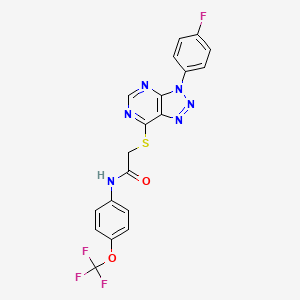 molecular formula C19H12F4N6O2S B2488860 2-((3-(4-氟苯基)-3H-[1,2,3]三唑并[4,5-d]嘧啶-7-基)硫基)-N-(4-(三氟甲氧基)苯基)乙酰胺 CAS No. 863460-18-8