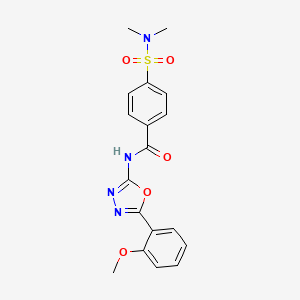molecular formula C18H18N4O5S B2488865 4-(dimethylsulfamoyl)-N-[5-(2-methoxyphenyl)-1,3,4-oxadiazol-2-yl]benzamide CAS No. 501351-86-6