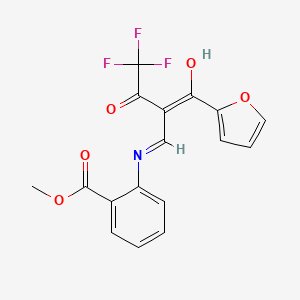 molecular formula C17H12F3NO5 B2488866 Methyl 2-{[(1Z)-4,4,4-trifluoro-2-[(Z)-furan-2-carbonyl]-3-oxobut-1-EN-1-YL]amino}benzoate CAS No. 491606-14-5