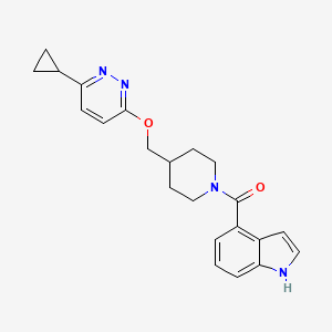 molecular formula C22H24N4O2 B2488869 4-(4-{[(6-环丙基吡啶-3-基)氧基]甲基}哌啶-1-羰基)-1H-吲哚 CAS No. 2310143-93-0
