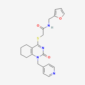 molecular formula C21H22N4O3S B2488875 N-(furan-2-ylmethyl)-2-((2-oxo-1-(pyridin-4-ylmethyl)-1,2,5,6,7,8-hexahydroquinazolin-4-yl)thio)acetamide CAS No. 887197-11-7