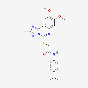 molecular formula C23H25N5O3S B2488876 2-((8,9-dimethoxy-2-methyl-[1,2,4]triazolo[1,5-c]quinazolin-5-yl)thio)-N-(4-isopropylphenyl)acetamide CAS No. 901736-05-8