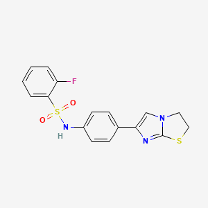 molecular formula C17H14FN3O2S2 B2488930 N-(4-(2,3-dihydroimidazo[2,1-b]thiazol-6-yl)phenyl)-2-fluorobenzenesulfonamide CAS No. 893986-47-5