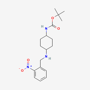 molecular formula C18H27N3O4 B2488935 tert-Butyl (1R*,4R*)-4-(2-nitrobenzylamino)cyclohexylcarbamate CAS No. 1286274-49-4