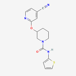 molecular formula C16H16N4O2S B2488952 3-((4-cyanopyridin-2-yl)oxy)-N-(thiophen-2-yl)piperidine-1-carboxamide CAS No. 2034432-60-3