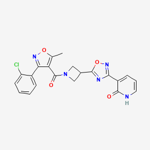 molecular formula C21H16ClN5O4 B2488973 3-(5-(1-(3-(2-氯苯基)-5-甲基异噁唑-4-甲酰)氮杂环丁烷-3-基)-1,2,4-噁二唑-3-基)吡啶-2(1H)-酮 CAS No. 1396810-74-4