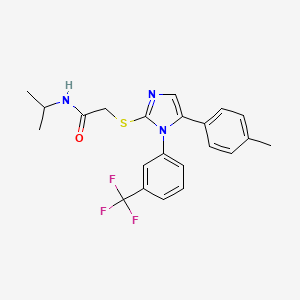 molecular formula C22H22F3N3OS B2488985 N-isopropyl-2-((5-(p-tolyl)-1-(3-(trifluoromethyl)phenyl)-1H-imidazol-2-yl)thio)acetamide CAS No. 1226429-83-9