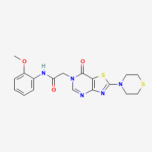 molecular formula C18H19N5O3S2 B2488987 N-(2-methoxyphenyl)-2-(7-oxo-2-thiomorpholinothiazolo[4,5-d]pyrimidin-6(7H)-yl)acetamide CAS No. 1224003-83-1