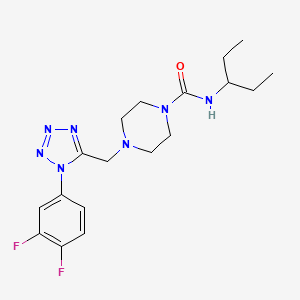 molecular formula C18H25F2N7O B2488989 4-((1-(3,4-difluorophenyl)-1H-tetrazol-5-yl)methyl)-N-(pentan-3-yl)piperazine-1-carboxamide CAS No. 1049461-25-7
