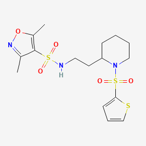 3,5-dimethyl-N-(2-(1-(thiophen-2-ylsulfonyl)piperidin-2-yl)ethyl)isoxazole-4-sulfonamide