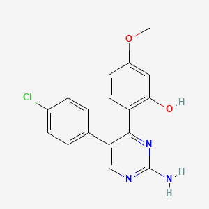 molecular formula C17H14ClN3O2 B2488997 2-(2-Amino-5-(4-chlorophenyl)pyrimidin-4-yl)-5-methoxyphenol CAS No. 676468-80-7