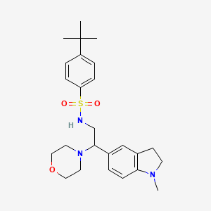 molecular formula C25H35N3O3S B2489014 4-(tert-butyl)-N-(2-(1-methylindolin-5-yl)-2-morpholinoethyl)benzenesulfonamide CAS No. 946266-52-0