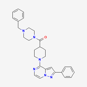 B2489042 (4-Benzylpiperazin-1-yl)(1-(2-phenylpyrazolo[1,5-a]pyrazin-4-yl)piperidin-4-yl)methanone CAS No. 1111295-84-1