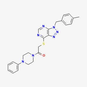 molecular formula C24H25N7OS B2489050 2-((3-(4-甲基苄基)-3H-[1,2,3]三唑并[4,5-d]嘧啶-7-基)硫)-1-(4-苯基哌嗪-1-基)乙酮 CAS No. 941911-41-7
