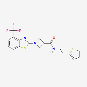 molecular formula C18H16F3N3OS2 B2489051 N-(2-(thiophen-2-yl)ethyl)-1-(4-(trifluoromethyl)benzo[d]thiazol-2-yl)azetidine-3-carboxamide CAS No. 1396759-03-7