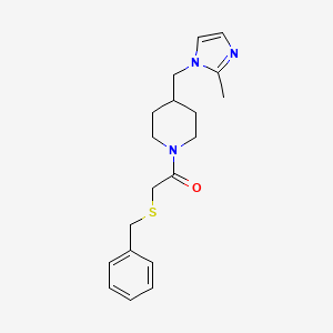 molecular formula C19H25N3OS B2489055 2-(benzylthio)-1-(4-((2-methyl-1H-imidazol-1-yl)methyl)piperidin-1-yl)ethanone CAS No. 1286725-18-5