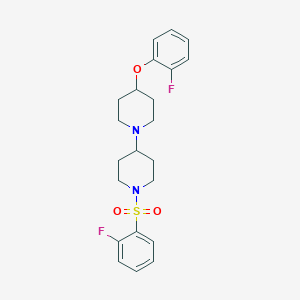 molecular formula C22H26F2N2O3S B2489056 4-(2-氟苯氧基)-1'-((2-氟苯基)磺酰)-1,4'-双哌啶 CAS No. 1705341-01-0