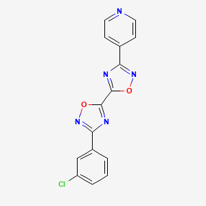 molecular formula C15H8ClN5O2 B2489058 3-(3-Chlorophenyl)-3'-pyridin-4-yl-5,5'-bi-1,2,4-oxadiazole CAS No. 1775481-02-1