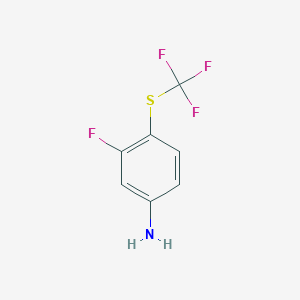 molecular formula C7H5F4NS B2489063 3-氟-4-[(三氟甲基)硫基]苯胺 CAS No. 1154963-82-2