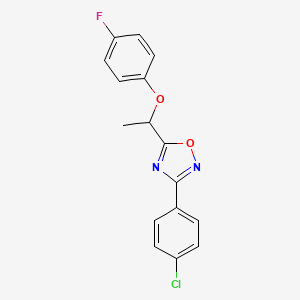 molecular formula C16H12ClFN2O2 B2489071 3-(4-Chlorophenyl)-5-[1-(4-fluorophenoxy)ethyl]-1,2,4-oxadiazole CAS No. 2413876-87-4