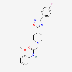 molecular formula C22H23FN4O3 B2489075 2-(4-(3-(4-fluorophenyl)-1,2,4-oxadiazol-5-yl)piperidin-1-yl)-N-(2-methoxyphenyl)acetamide CAS No. 1251556-86-1
