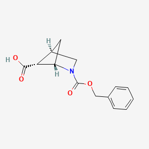 molecular formula C14H15NO4 B2489076 (1S,4R,5R)-2-Phenylmethoxycarbonyl-2-azabicyclo[2.1.1]hexane-5-carboxylic acid CAS No. 2287236-45-5