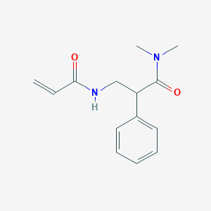 molecular formula C14H18N2O2 B2489077 N,N-Dimethyl-2-phenyl-3-(prop-2-enoylamino)propanamide CAS No. 2411275-93-7