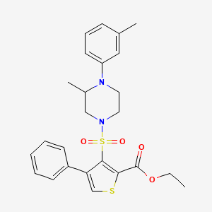 molecular formula C25H28N2O4S2 B2489084 Ethyl 3-{[3-methyl-4-(3-methylphenyl)piperazin-1-yl]sulfonyl}-4-phenylthiophene-2-carboxylate CAS No. 932464-04-5