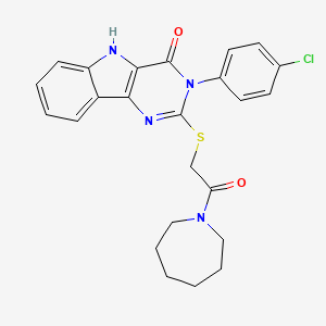 2-[2-(azepan-1-yl)-2-oxoethyl]sulfanyl-3-(4-chlorophenyl)-5H-pyrimido[5,4-b]indol-4-one