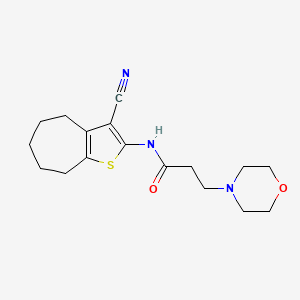 molecular formula C17H23N3O2S B2489105 N-(3-cyano-5,6,7,8-tetrahydro-4H-cyclohepta[b]thiophen-2-yl)-3-morpholinopropanamide CAS No. 379246-62-5