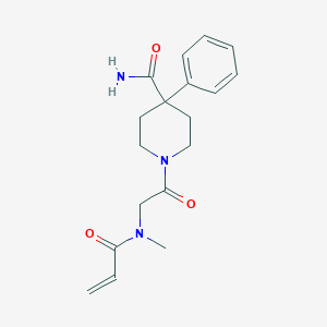 molecular formula C18H23N3O3 B2489110 1-[2-[Methyl(prop-2-enoyl)amino]acetyl]-4-phenylpiperidine-4-carboxamide CAS No. 2199323-53-8