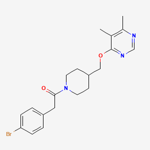 molecular formula C20H24BrN3O2 B2489116 2-(4-Bromophenyl)-1-(4-(((5,6-dimethylpyrimidin-4-yl)oxy)methyl)piperidin-1-yl)ethan-1-one CAS No. 2320666-67-7