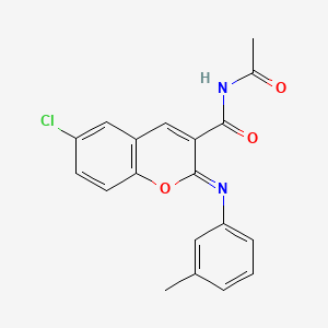 B2489117 (2Z)-N-acetyl-6-chloro-2-[(3-methylphenyl)imino]-2H-chromene-3-carboxamide CAS No. 330158-38-8