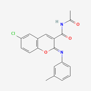 molecular formula C19H15ClN2O3 B2489117 (2Z)-N-acetyl-6-chloro-2-[(3-methylphenyl)imino]-2H-chromene-3-carboxamide CAS No. 330158-38-8