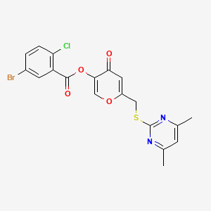 molecular formula C19H14BrClN2O4S B2489119 6-(((4,6-dimethylpyrimidin-2-yl)thio)methyl)-4-oxo-4H-pyran-3-yl 5-bromo-2-chlorobenzoate CAS No. 877636-33-4