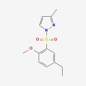molecular formula C13H16N2O3S B2489126 1-(5-Ethyl-2-methoxyphenyl)sulfonyl-3-methylpyrazole CAS No. 956236-56-9