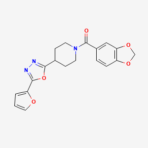 1-(2H-1,3-benzodioxole-5-carbonyl)-4-[5-(furan-2-yl)-1,3,4-oxadiazol-2-yl]piperidine