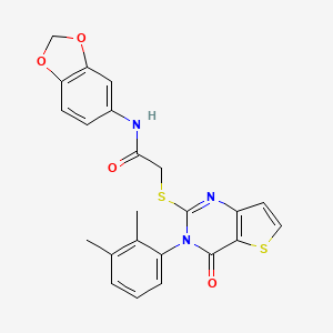 molecular formula C23H19N3O4S2 B2489137 N-(1,3-苯并二氧杂戊-5-基)-2-{[3-(2,3-二甲基苯基)-4-羰基-3,4-二氢噻吩并[3,2-d]嘧啶-2-基]硫基}乙酰胺 CAS No. 1291848-92-4