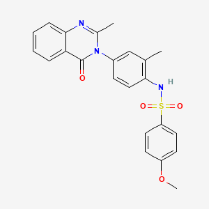 molecular formula C23H21N3O4S B2489139 4-methoxy-N-(2-methyl-4-(2-methyl-4-oxoquinazolin-3(4H)-yl)phenyl)benzenesulfonamide CAS No. 898420-81-0