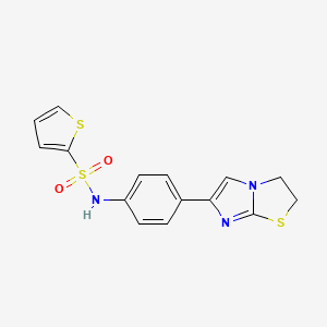 molecular formula C15H13N3O2S3 B2489147 N-(4-(2,3-dihydroimidazo[2,1-b]thiazol-6-yl)phenyl)thiophene-2-sulfonamide CAS No. 893987-40-1