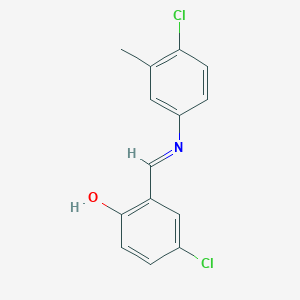 molecular formula C14H11Cl2NO B2489153 4-chloro-2-{(E)-[(4-chloro-3-methylphenyl)imino]methyl}phenol CAS No. 1232825-30-7