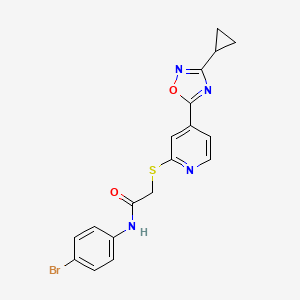 molecular formula C18H15BrN4O2S B2489154 N-(4-bromophenyl)-2-((4-(3-cyclopropyl-1,2,4-oxadiazol-5-yl)pyridin-2-yl)thio)acetamide CAS No. 1251704-20-7