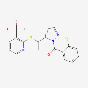 (2-chlorophenyl)[5-(1-{[3-(trifluoromethyl)-2-pyridinyl]sulfanyl}ethyl)-1H-pyrazol-1-yl]methanone