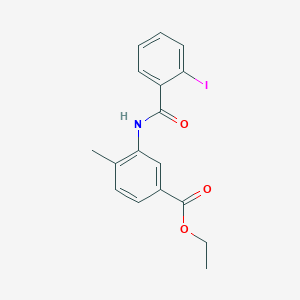 molecular formula C17H16INO3 B248916 Ethyl 3-[(2-iodobenzoyl)amino]-4-methylbenzoate 