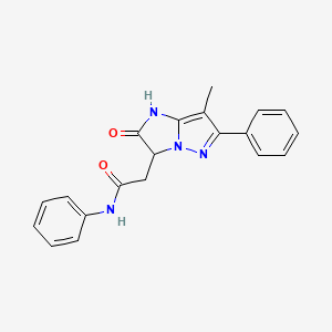 molecular formula C20H18N4O2 B2489166 2-(7-methyl-2-oxo-6-phenyl-2,3-dihydro-1H-imidazo[1,2-b]pyrazol-3-yl)-N-phenylacetamide CAS No. 1421504-53-1